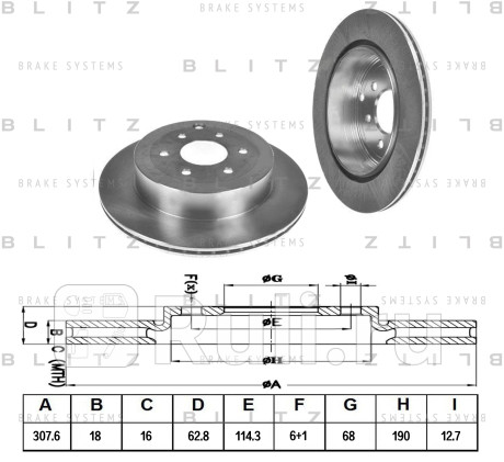 Диск тормозной задний вентилируемый nissan pathfinder navara 05- BLITZ BS0352  для Разные, BLITZ, BS0352